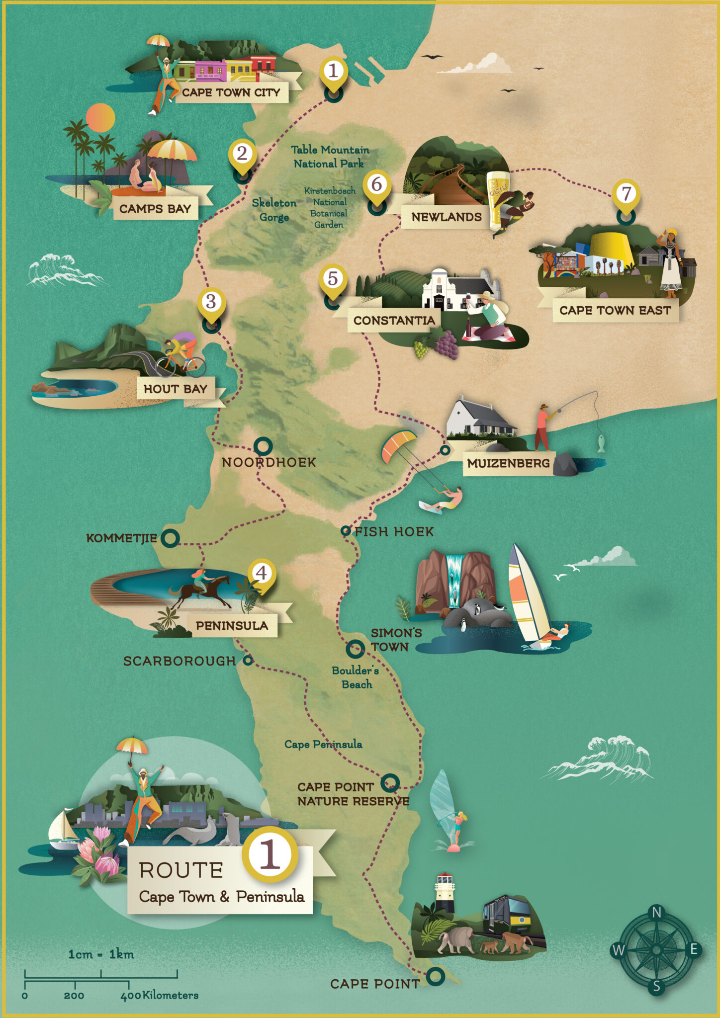 Greenwood Guides - Explore Cape Town & The Peninsula - Map of Route 1